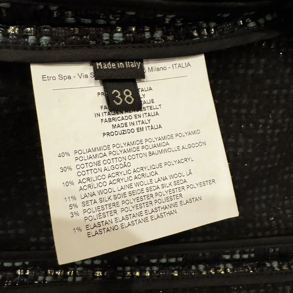 Etro Milano made in Italy designer woven tweed blazer small - Picture 5 of 7